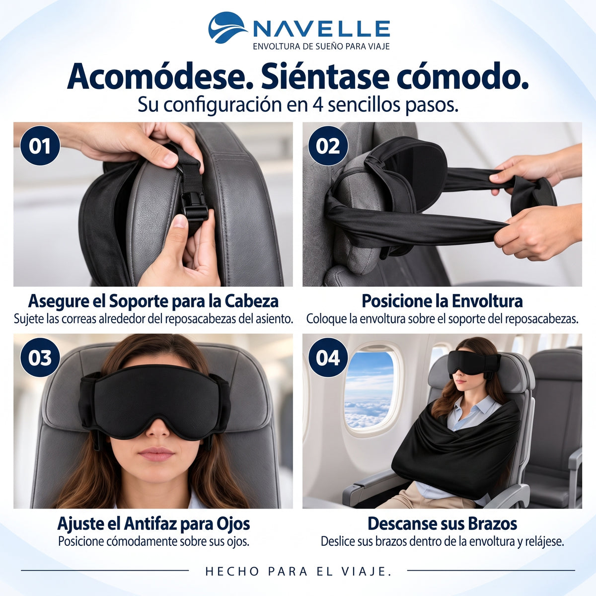 NAVELLE™ Set de Descanso 3 en 1 de Primera Clase para Viajes